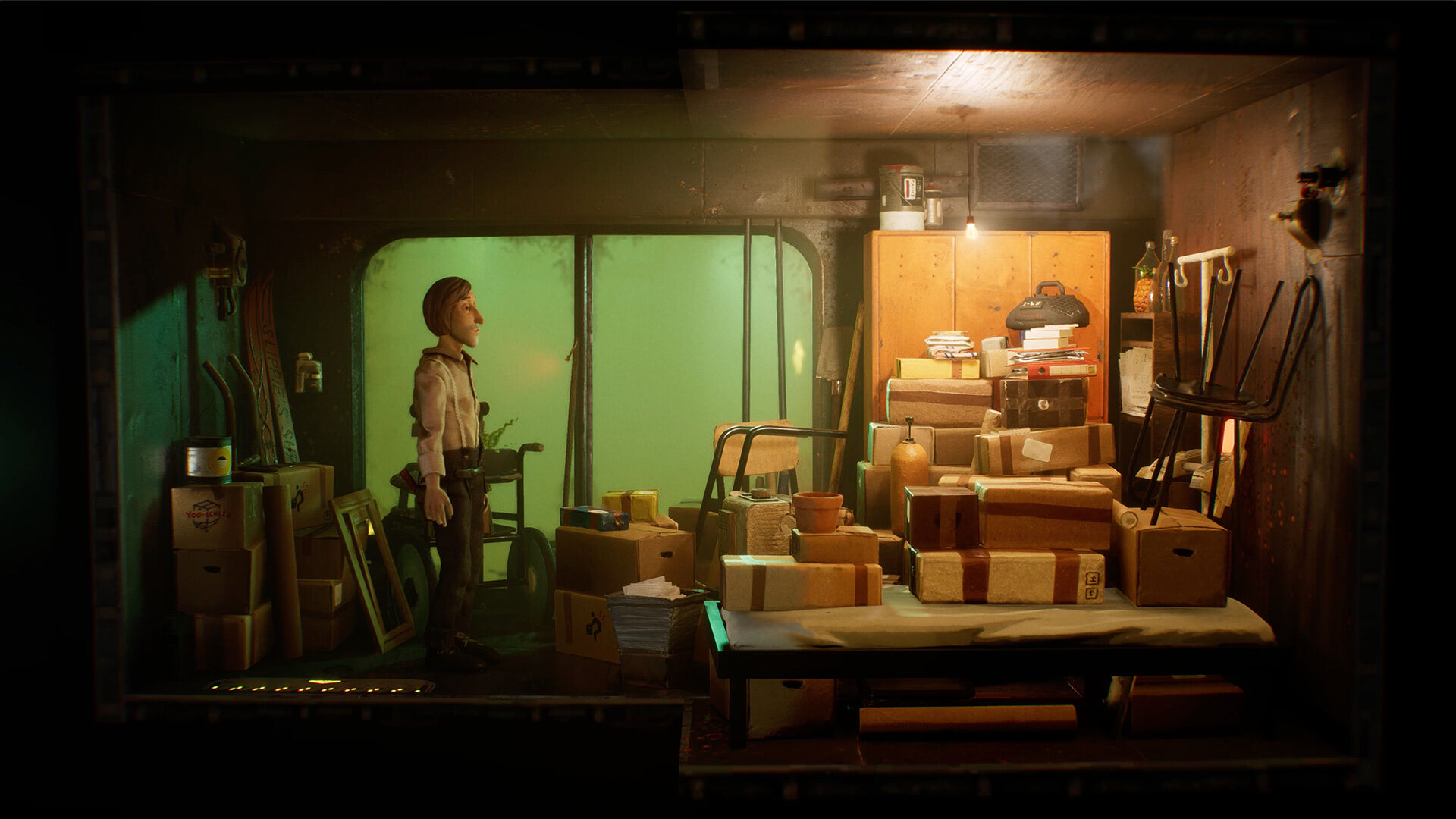 Harold Halibut - Handcrafted storeroom environment with detailed props
